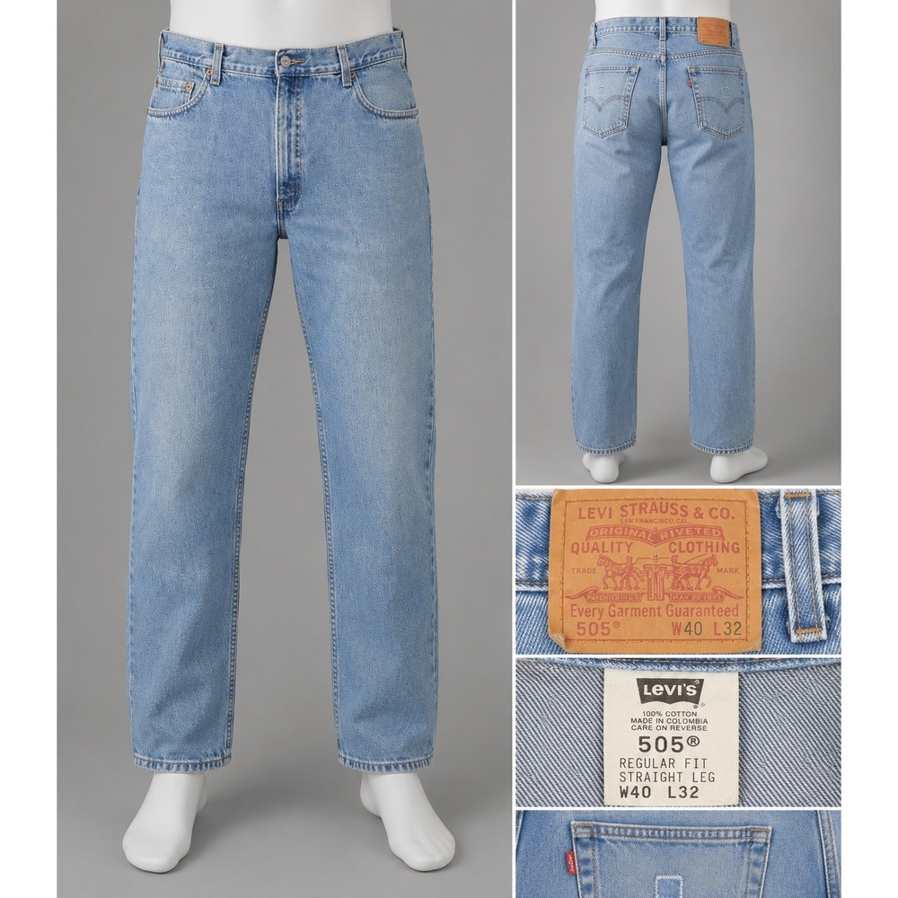 Levi's Vintage 505 Regular Fit‎ Straight Leg Blue Jeans Men's Size 40x32 Cotton